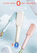 Self-cleaning massage comb with push button