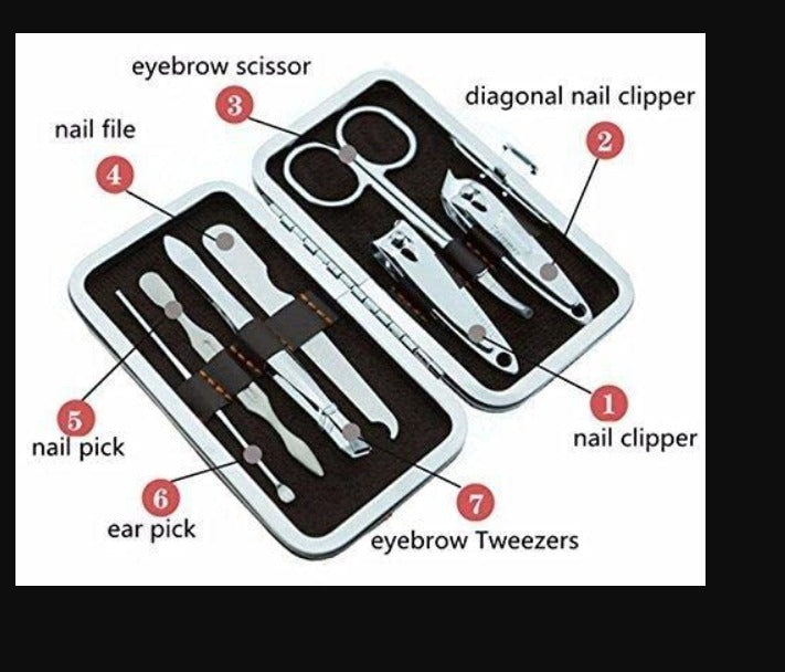 Manicure kit tools labelled