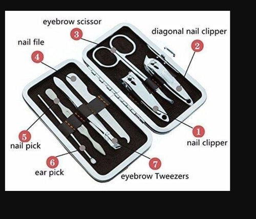 Manicure kit tools labelled