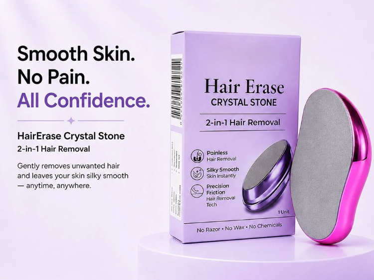 Crystal hair eraser for smooth arms and legs