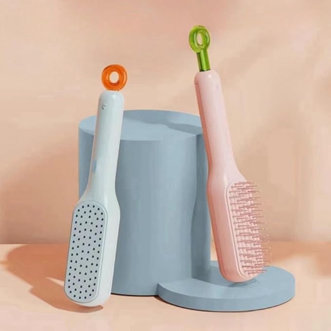 Self-cleaning massage combs in different colours