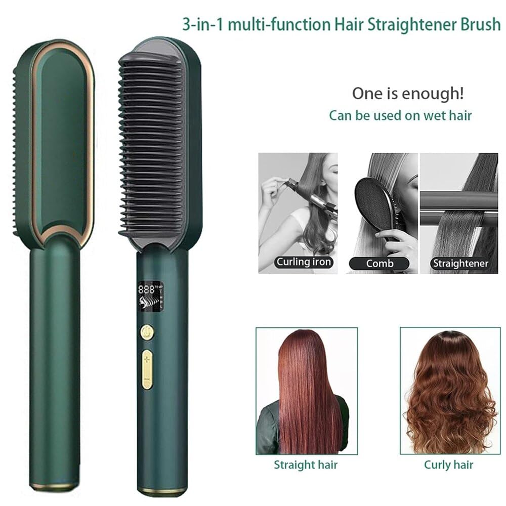 Hair straightener comb with temperature control before and after