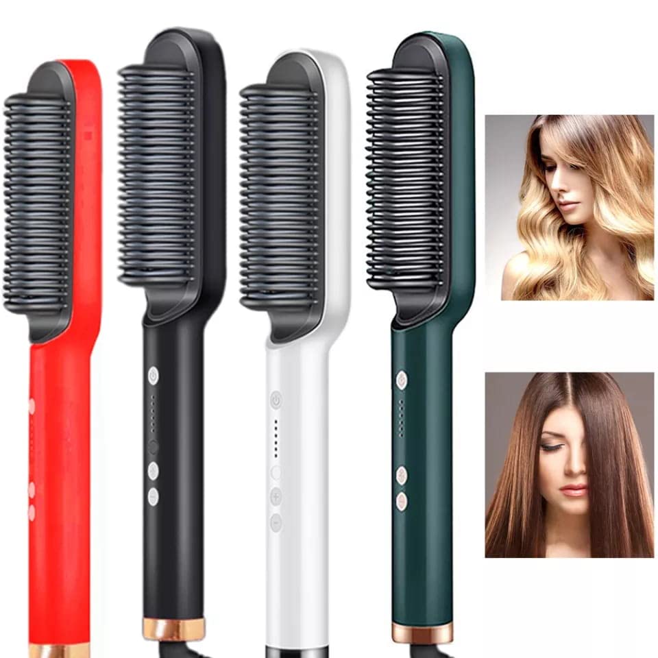 Hair straightener comb heated straightening brush